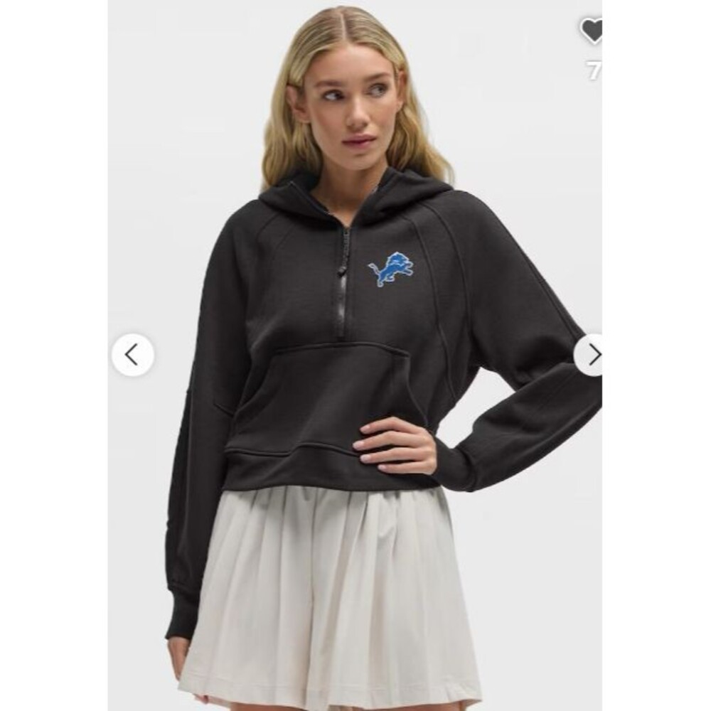 NWT Lululemon Detroit Lions Scuba Oversized Half-Zip Hoodie Black Womens M/L NFL